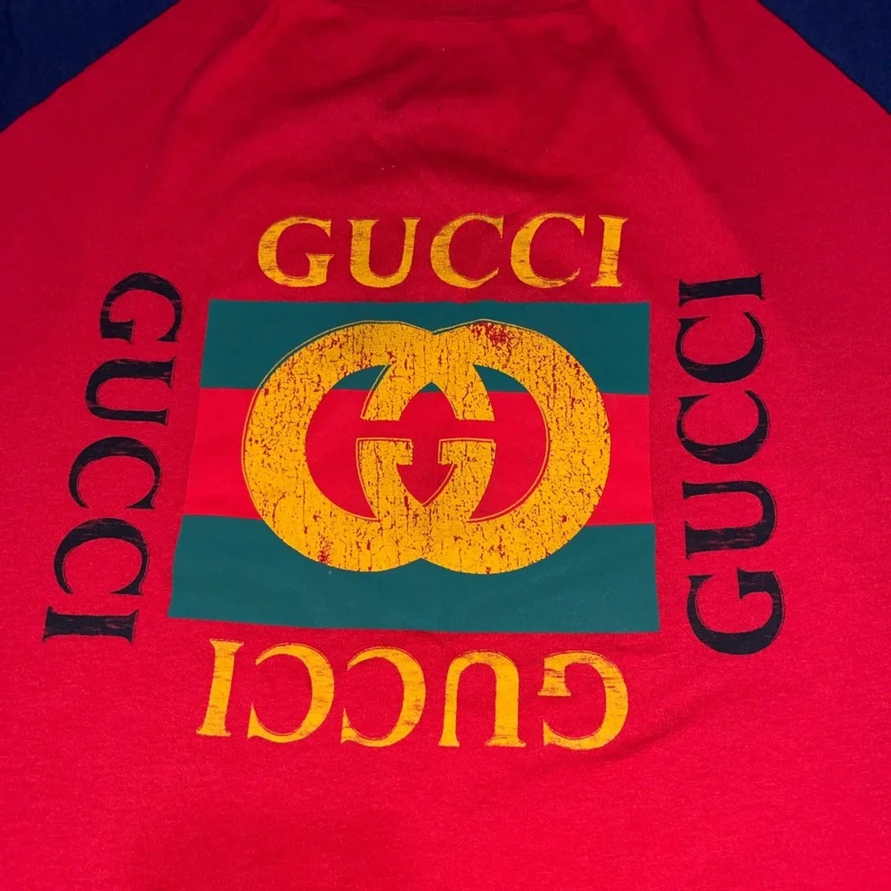 Gucci Interlocking G Web Print Distressed T-Shirt - Picture 2 of 10